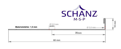 Steinteppich-Abschlussprofil mit Entwässerungslöcher 3 mm, Stärke 1,0 mm, AL