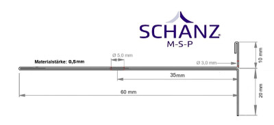 Steinteppich-Abschlussprofil mit Entwässerungslöcher 3 mm, Stärke 0,5 mm, VA