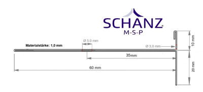Steinteppich-Abschlussprofil mit Entwässerungslöcher 3 mm, Stärke 1,0 mm, AL